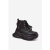 Kožené zateplené dámské kotníkové boty na platformě GOE SS2N4301 Černé (Veľkosť 36)