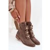 Semišové dámské kotníkové boty s ozdobnými květinami Zazoo 3085 tmavě béžové (Veľkosť 35)