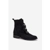 Semišové dámské kotníkové boty Zazoo 3085 černé s ozdobnými květinami (Veľkosť 35)