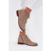 Semišové kotníkové boty na plochém podpatku Cappuccino Zazoo 4078 (Veľkosť 37)