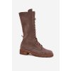 Semišové kotníkové boty s šněrováním do poloviny lýtka Zazoo 3103 tmavě béžové (Veľkosť 36)