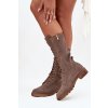 Semišové kotníkové boty s šněrováním do poloviny lýtka Zazoo 3103 tmavě béžové (Veľkosť 36)