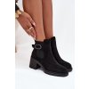 Zateplené dámské boty na podpatku s ozdobnou sponou černé Melara (Veľkosť 36)