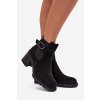 Zateplené dámské boty na podpatku s ozdobnou sponou černé Melara (Veľkosť 36)
