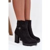 Zateplené dámské kotníkové boty na podpatku s ozdobnou páskou černé Zayna (Veľkosť 36)