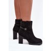 Zateplené dámské kotníkové boty na podpatku s ozdobnou páskou černé Zayna (Veľkosť 36)