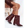 Zateplené Kotníkové Boty Na Podpatku S Otočeným Svrškem A Přezkou Bordové Ylenara (Veľkosť 37)