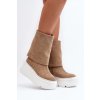 Zazoo 3410 Semišové Dámské Boty Na Masivní Platformě Bežové (Veľkosť 39)