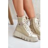 Kožené Boty Na Platformě Maciejka 06751-25 Zlaté (Veľkosť 36)