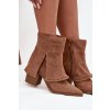 Dámské kotníkové boty na podpatku s obráceným límcem světle hnědé Idalia (Veľkosť 36)