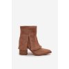Dámské kotníkové boty na podpatku s obráceným límcem světle hnědé Idalia (Veľkosť 36)