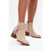 Dámské kotníkové boty na podpatku s třásněmi světle béžové Rosabella (Veľkosť 37)