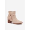 Dámské kotníkové boty na podpatku s třásněmi světle béžové Rosabella (Veľkosť 37)