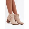 Dámské kotníkové boty na podpatku s třásněmi světle béžové Rosabella (Veľkosť 37)