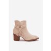 Dámské kotníkové boty na podpatku s třásněmi světle béžové Rosabella (Veľkosť 37)