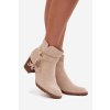 Dámské kotníkové boty na podpatku s třásněmi světle béžové Rosabella (Veľkosť 37)
