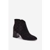 Dámské kotníkové boty na podpatku se zdobením D&A MR52-133 Černé (Veľkosť 36)