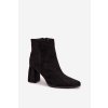 Dámské kotníkové boty na podpatku z z eko semišue černé Inessa (Veľkosť 36)