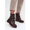 Dámské kotníkové boty z pravé kůže na ploché podešvi Zazoo 3842 čokoládové (Veľkosť 36)