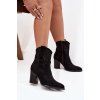 Dámské kovbojky na podpatku z eko semišu Černé Carissa (Veľkosť 36)