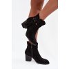 Dámské kozačky na podpatku s třásněmi Černé Rosabella (Veľkosť 36)