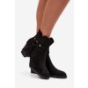Dámské kozačky na podpatku s třásněmi Černé Rosabella (Veľkosť 36)
