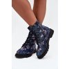 Dámské zateplené kotníkové boty v květinový vzor Artiker 57C1052 tmavě modré (Veľkosť 36)