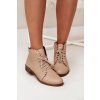Kožené Boty Na Plochém Podpatku Béžové Zazoo 2964 (Veľkosť 35)