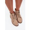 Kožené Boty Na Plochém Podpatku Béžové Zazoo 2964 (Veľkosť 35)