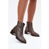 Kožené dámské boty na klínku s podšívkou leopardí vzor D&A CR52-622 Černo-zlaté (Veľkosť 36)