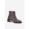Kožené dámské boty na klínku s podšívkou leopardí vzor D&A CR52-622 Černo-zlaté (Veľkosť 36)