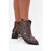 Kožené dámské boty na klínku s podšívkou leopardí vzor D&A CR52-622 Černo-zlaté (Veľkosť 36)