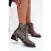 Kožené dámské boty na klínku s podšívkou leopardí vzor D&A CR52-622 Černo-zlaté (Veľkosť 36)
