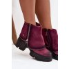 Kožené dámské kotníčkové boty s obráteným límcem Maciejka 07145-23 bordó (Veľkosť 36)