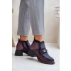 Kožené dámské kotníkové boty na masivním podpatku s ozdobou Maciejka A6747-23 bordovo-tmavě modré (Veľkosť 36)