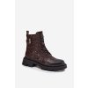 Kožené dámské kotníkové boty s efektem mačkání a přezkou Artiker 57C1007 Čokoládové (Veľkosť 36)