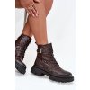 Kožené dámské kotníkové boty s efektem mačkání a přezkou Artiker 57C1007 Čokoládové (Veľkosť 36)