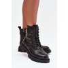 Kožené dámské kotníkové boty s efektem mačkání a sponou Artiker 57C1008 Černé (Veľkosť 36)