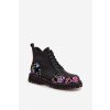 Kožené dámské kotníkové boty s květinami zateplené Artiker 57C0180 Černé (Veľkosť 36)