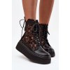 Kožené semišové boty na platformě zateplené černé 06565-01 (Veľkosť 36)