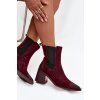 Kožené semišové dámské boty na podpatku vyhřívané Artiker 57C0048 bordó (Veľkosť 36)