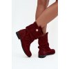 Kožené semišové dámské boty s řasením zateplené Zazoo 4210 bordó (Veľkosť 35)