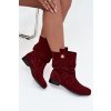 Kožené semišové dámské boty s řasením zateplené Zazoo 4210 bordó (Veľkosť 35)