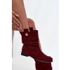 Kožené semišové dámské boty s řasením zateplené Zazoo 4210 bordó (Veľkosť 35)