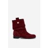 Kožené semišové dámské boty s řasením zateplené Zazoo 4210 bordó (Veľkosť 35)