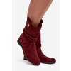 Kožené semišové dámské boty s řasením zateplené Zazoo 4210 bordó (Veľkosť 35)