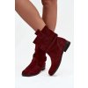 Kožené semišové dámské boty s řasením zateplené Zazoo 4210 bordó (Veľkosť 35)