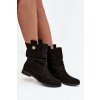 Kožené semišové dámské boty s žebrováním zateplené Zazoo 4210 Černé (Veľkosť 35)