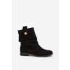 Kožené semišové dámské boty s žebrováním zateplené Zazoo 4210 Černé (Veľkosť 35)