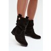 Kožené semišové dámské boty s žebrováním zateplené Zazoo 4210 Černé (Veľkosť 35)
